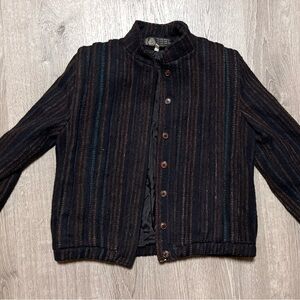 100% Wool Striped Button-Up Jacket